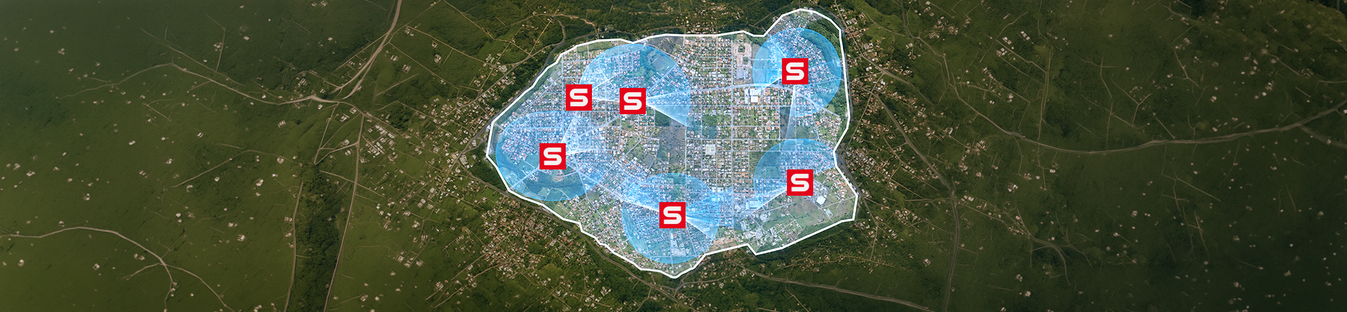 Mapa com área protegida de cobertura total 24 horas